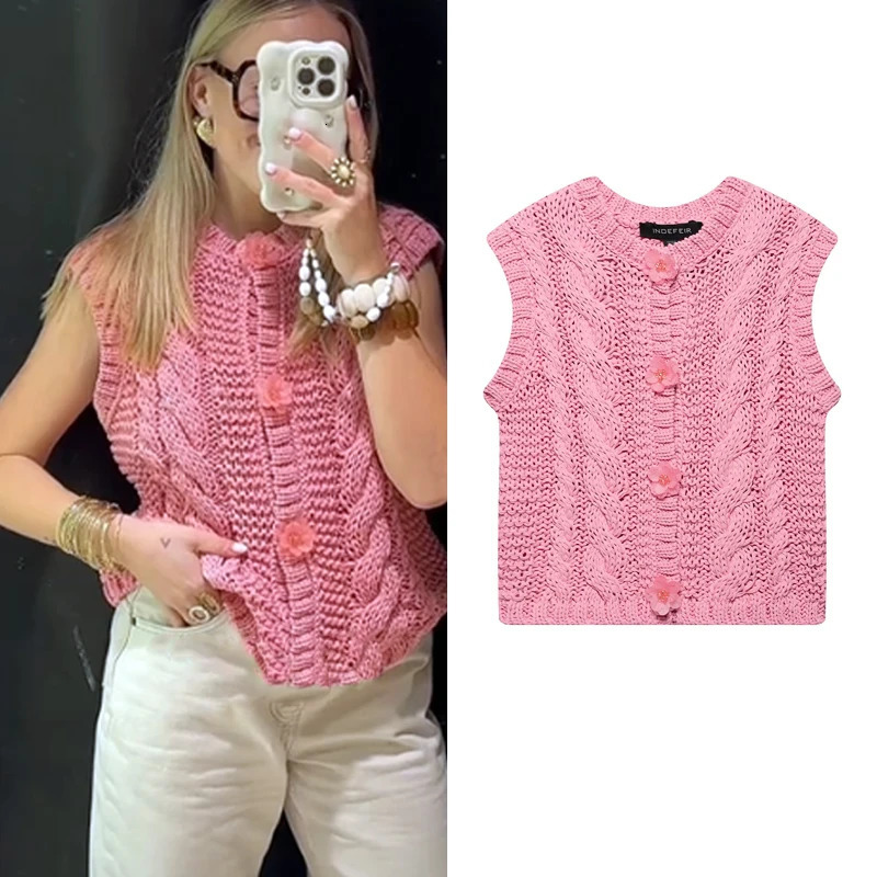 TRAF Elegant Y2k Sweater Tank Top 2025 Womens Spring Knitted Fashion Casual Sleeveless 250506
