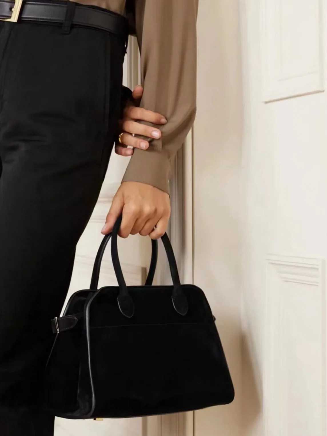 Genuine Leather Margaux 15 Handbag Shoulder Crossbody Bag Soft Suede Tote Bag Large Capacity High Quality Z250516