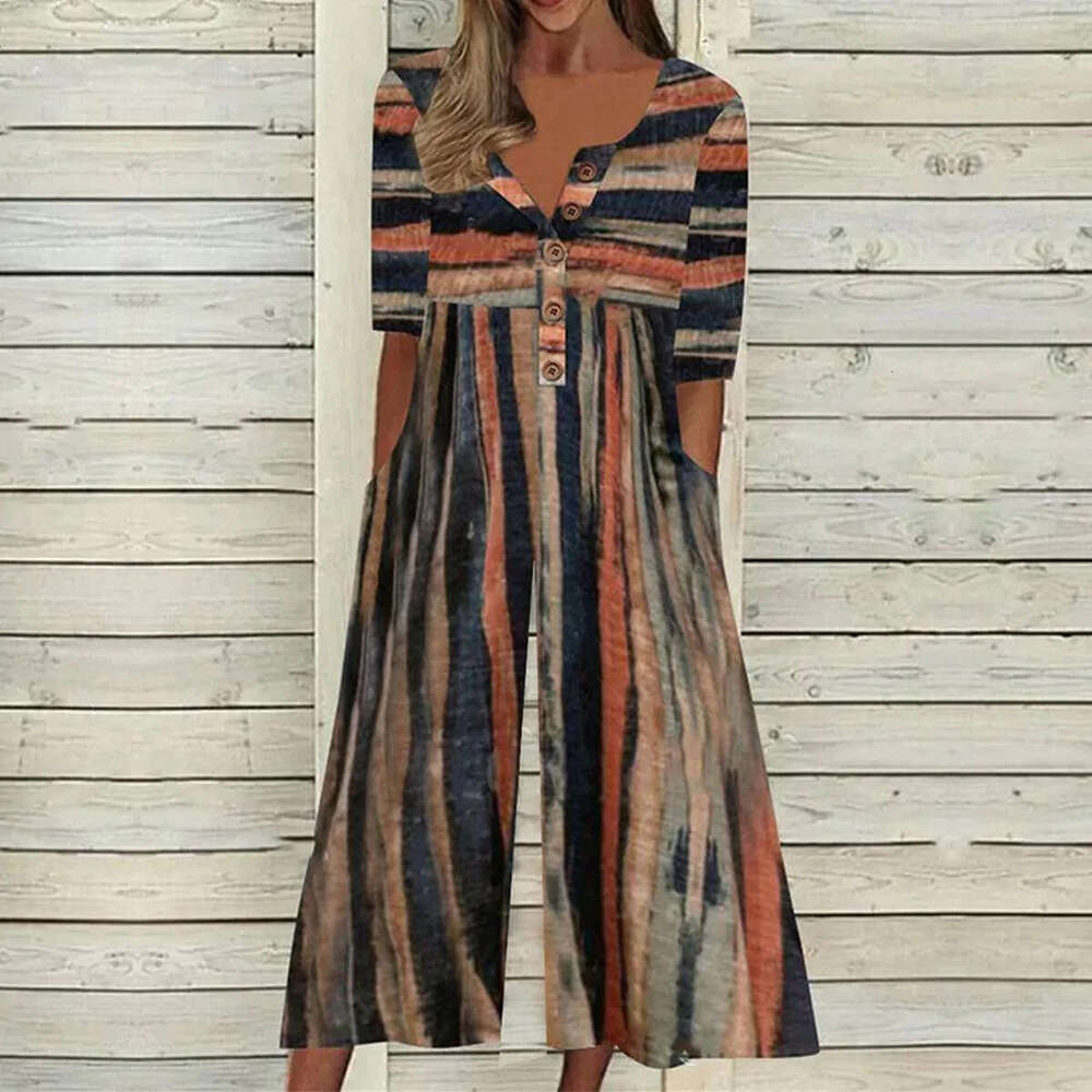 Wide Leg Jumpsuit New Women S Spring Summer Printed Pocket Button Jumpsuit