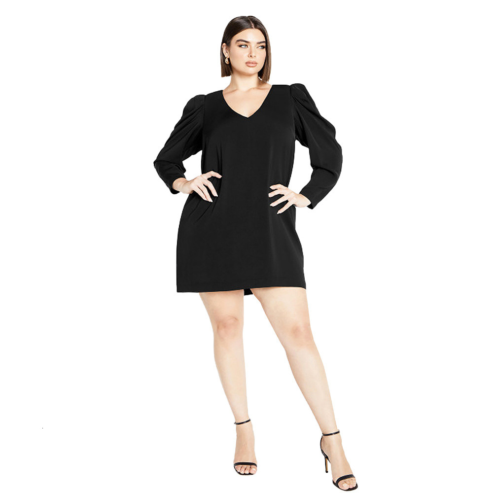 Oversized Womens Clothing with Intellectual Style V-neck Dress Autumn and Winter Ladylike Temperament A-line Short Skirt