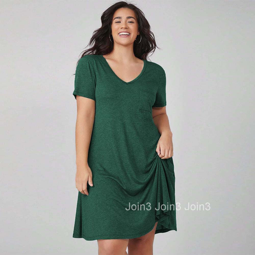 Plus Size Womens Casual Minimalist Style Dress Summer New Versatile Temperament Mid Skirt