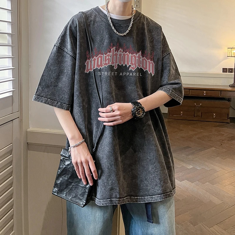 Black Gothic Style Fashion Top Plus Size Vintage Street Hip Hop Short Sleeve 2024 Summer Allmatch Big Tshirts 250514