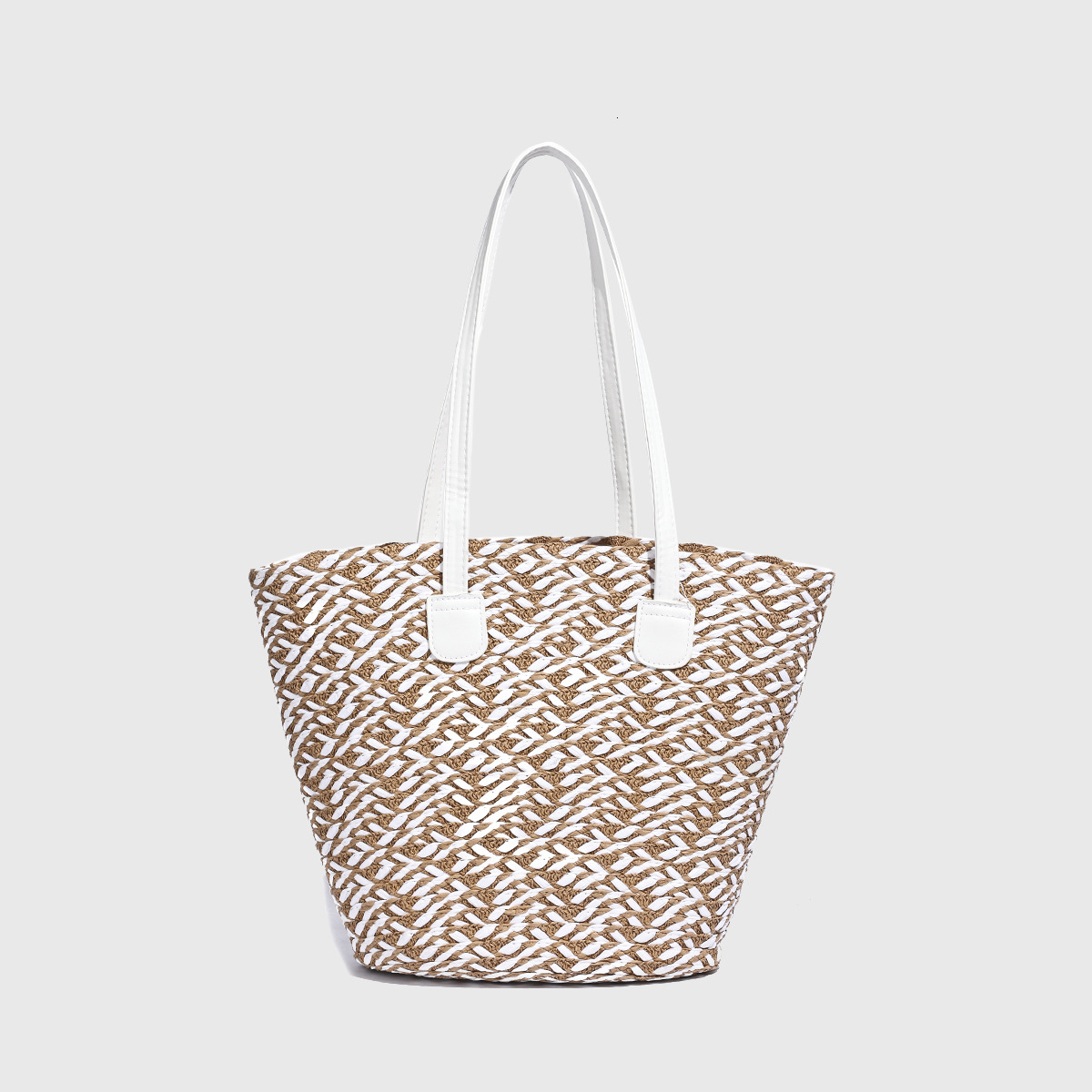 2025S designer new large capacity French woven women travel vacation tote simple striped shoulder student commuting bag