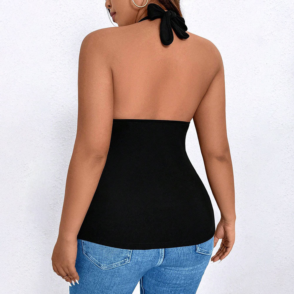 Large Size Womens Elegant Hanging Neck Vest for Spring and Summer 2025 New Sleeveless Slim Fit Top