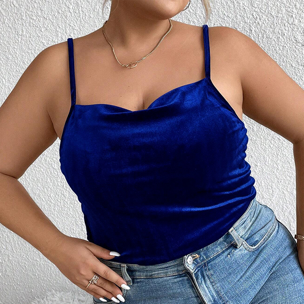 Large Size Womens Clothing Autumn and Winter New Item Slim Fit Temperament Velvet Vest Swinging Collar Versatile Camisole Top