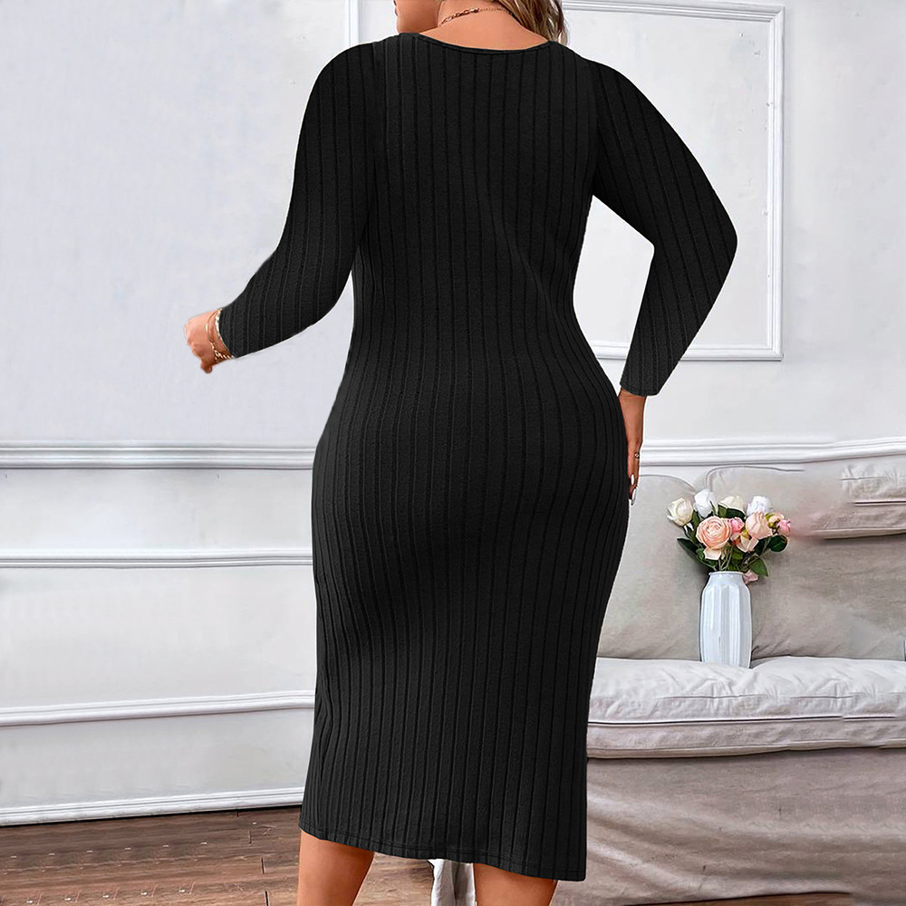 Plus Size Womens Clothing Elegant Temperament Dress Autumn and Winter Pleated Design Long Skirt