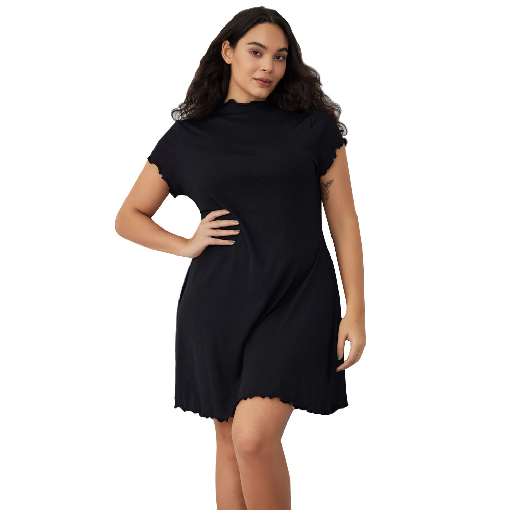New Womens Clothing Simple and Elegant Short Sleeved Knitted Long Sleeved Dress Looks Slim with a Waist Cinching and Large Swing Skirt