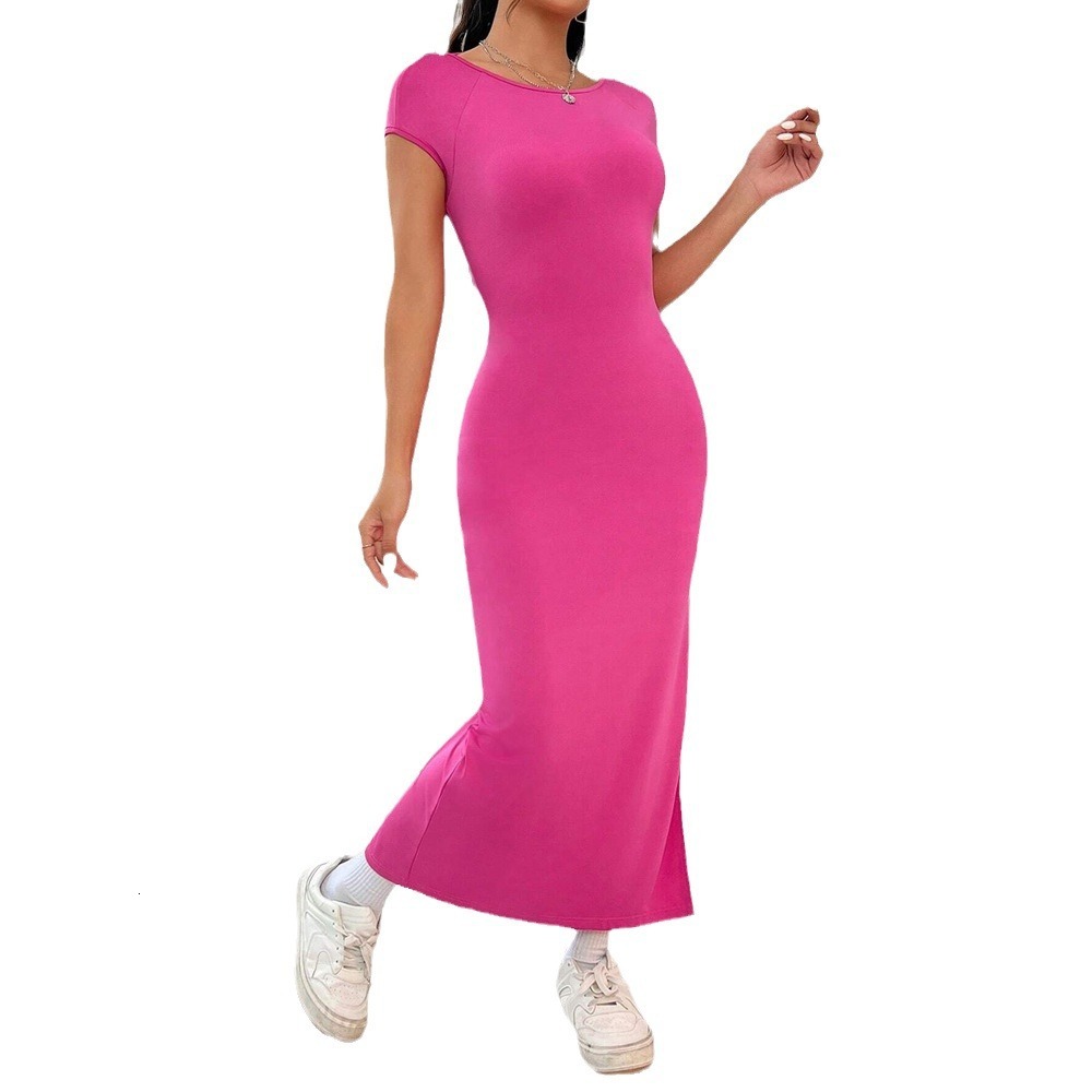 Womens Spring/summer Slim Fit Sexy Exposed Backpack Hip Slit Sleeveless Dress