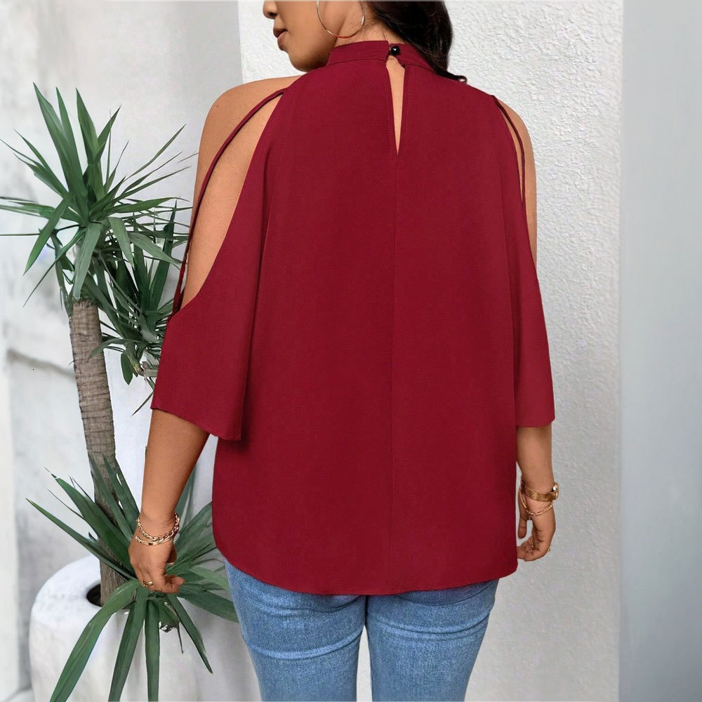 Large Womens Elegant Sister Style T-shirt Summer Hardwork Off Shoulder Design Top