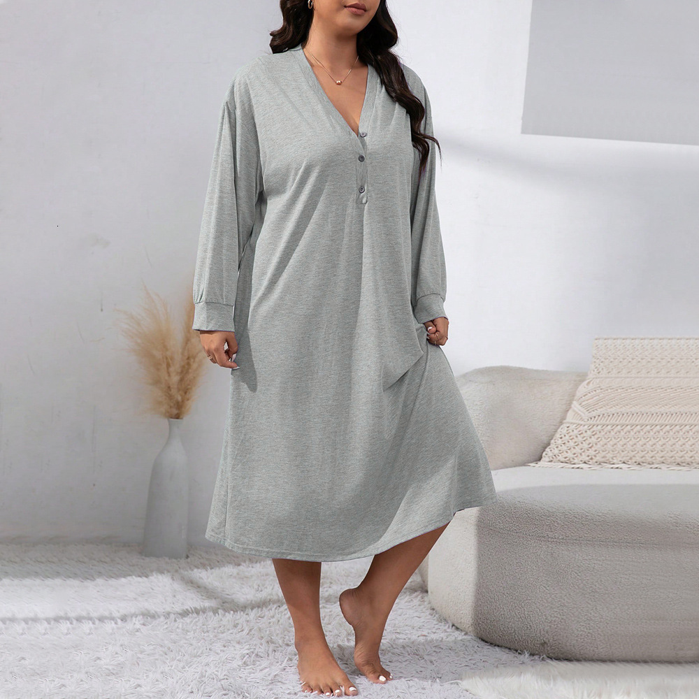 Large Size Womens Fashion Simple Dress Autumn and Winter Home Comfortable Casual Loose Mid Length Skirt