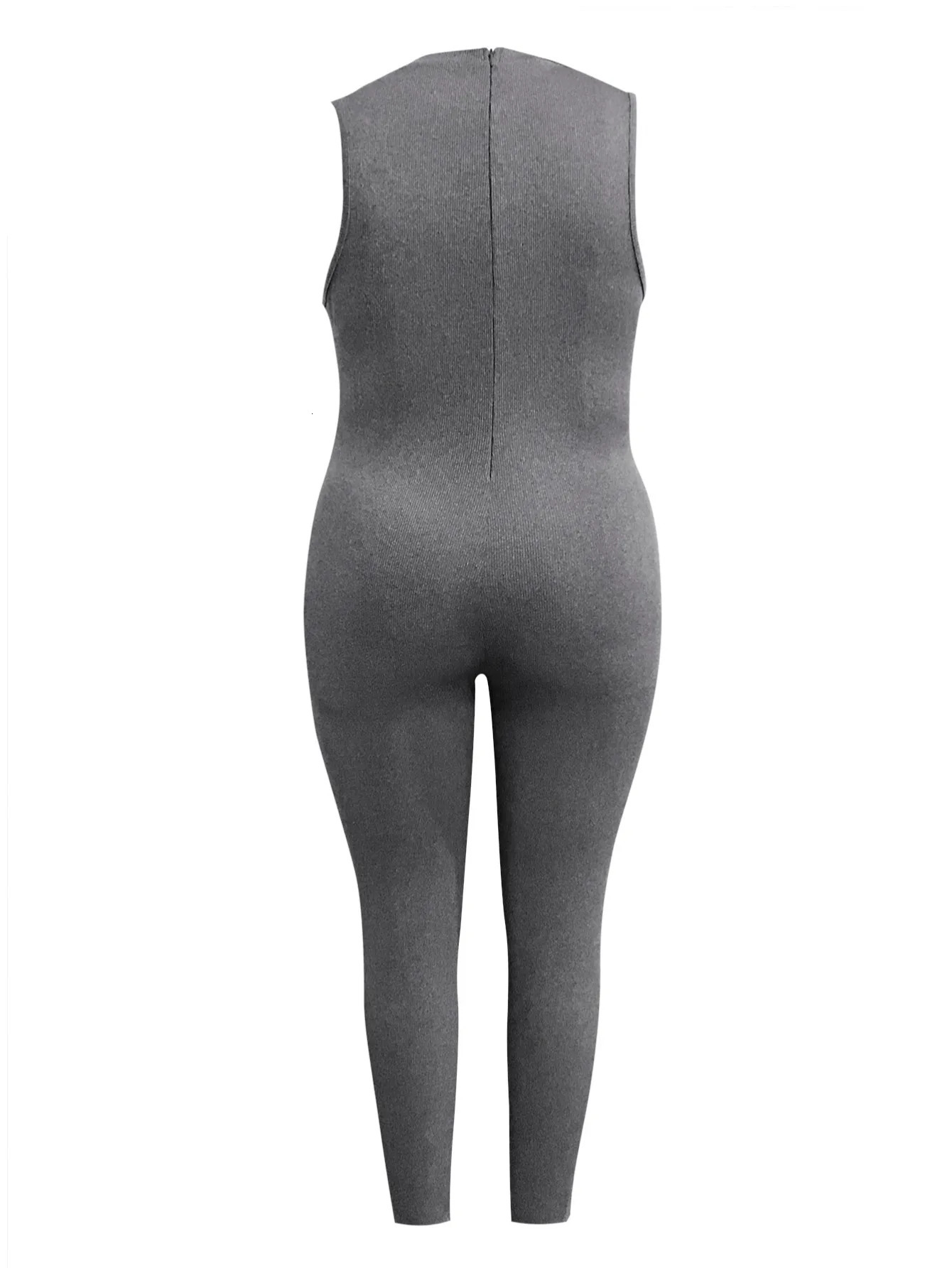 LW Plus Size Solid Vest Skinny Jumpsuit Full Seasons Casual Fitness Sporty Playsuit Sleeveless Slim Activewear One Piece Outfit 250515