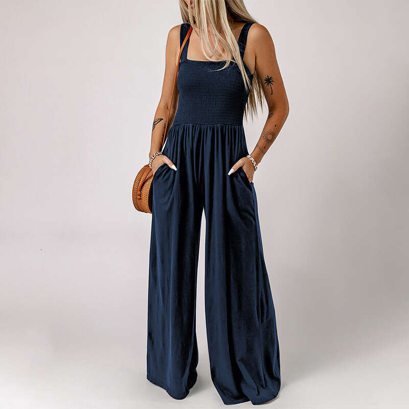 Wide Leg Jumpsuit Shi Ying High Waist For Women S Summer New Sleeveless Off Shoulder Knitted Wide Leg Long Pants Jumpsuit