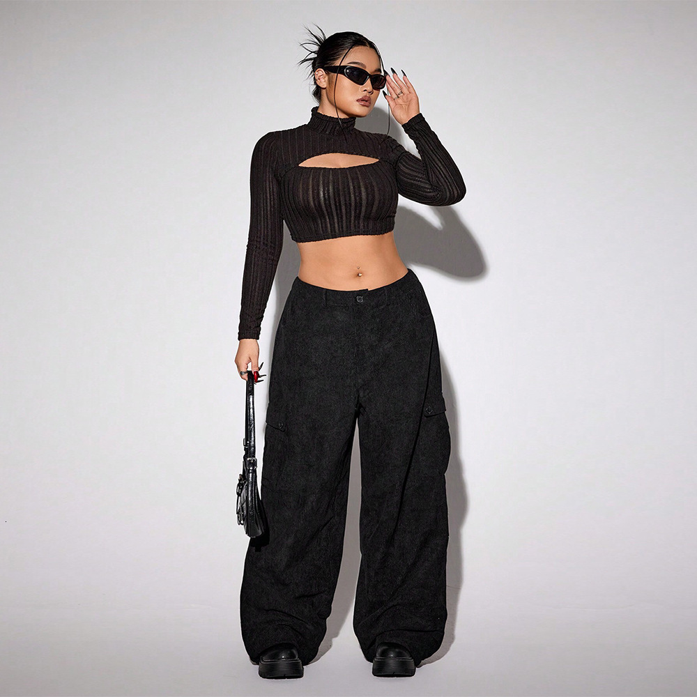 Large Size Womens Clothing American Workwear Style Casual Pants Autumn and Winter New Styles Street Trend Wide Leg Pants