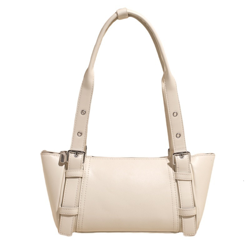 New women's large capacity fashionable spring and summer style light luxury niche design shoulder bag solid color retro simple style designer arm
