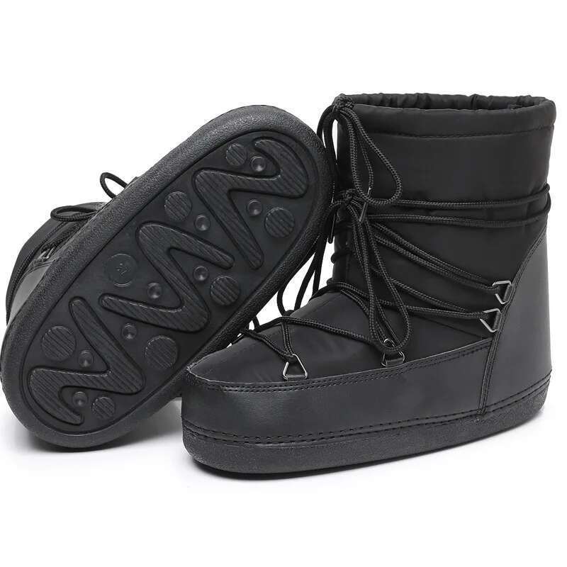 2024 Winter Lace-up Ankle Women Snow Brand Design Classic Platform Waterproof Non-slip Cotton Woman Ski Boots