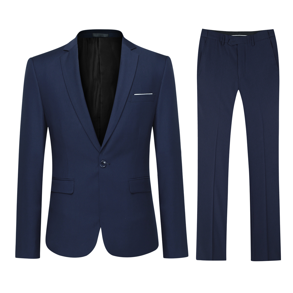 Men's suit two piece slim suit men's wedding ball dress men's formal business suit solid color one button double slit suit