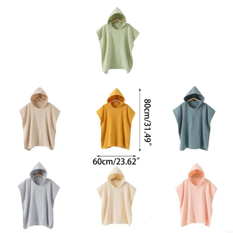 4XFE Summer Baby Long Hooded Cape Kids Dress Sleeveless Loose Cloak Poncho Outwear Blouse Beach Swimwear Cover Ups 250516