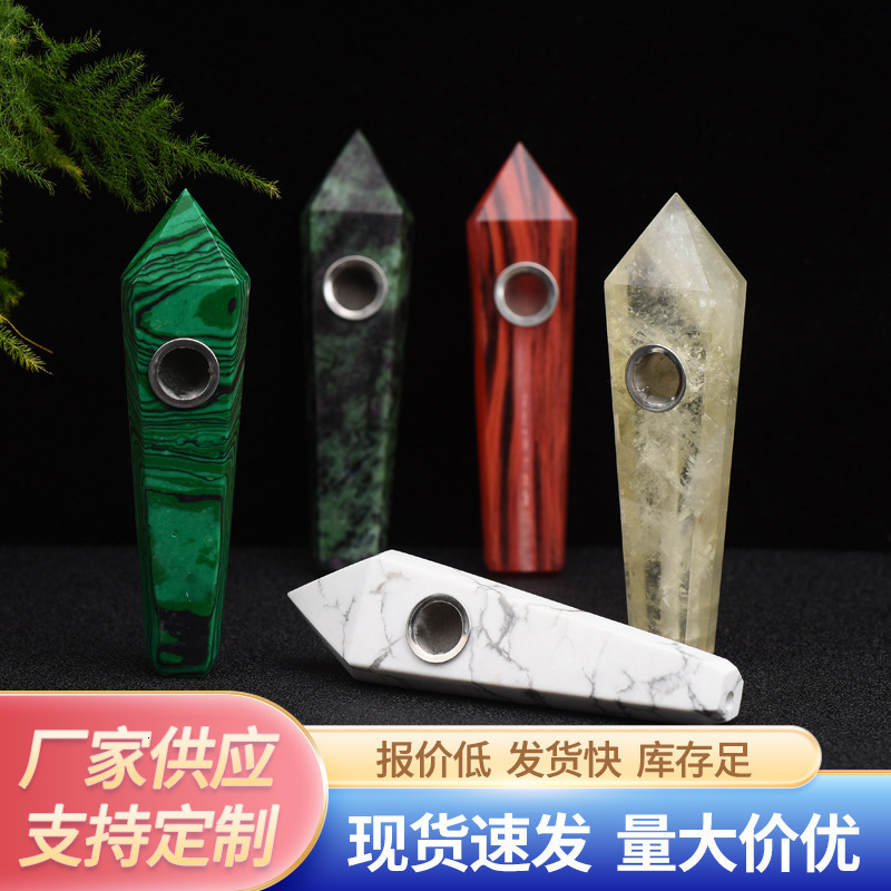 Natural crystal glass pipe for women small size portable handmade pipe straight smoking accessory high-end gift 201125
