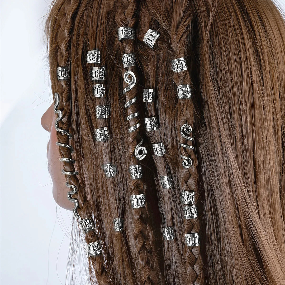 28PCS European and American Viking Celtic knot retro ethnic style spiral snake shaped dirty braid hair clip accessories 250515