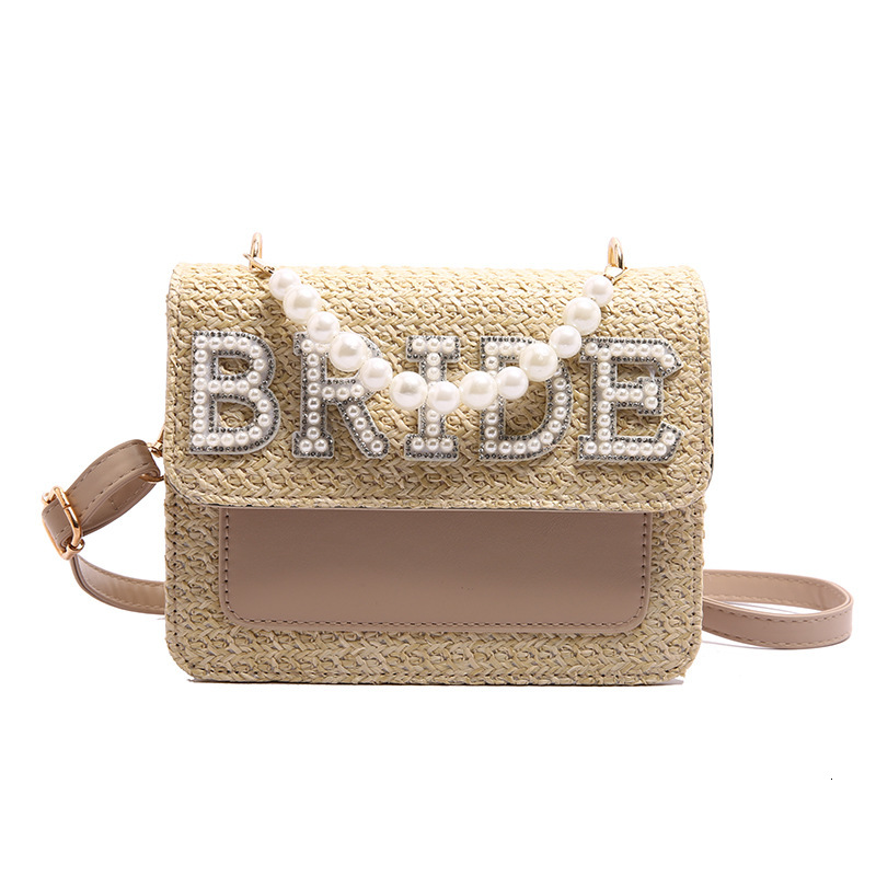 2025S Designer Letter Bridal Women Wallet Crossbody Wedding Gift Pearl Handbag Cover Woven Straw Bag