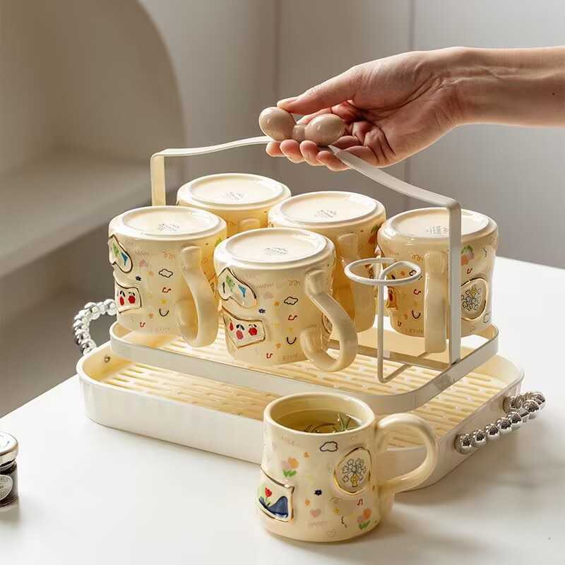 Water cup household set ceramic cup wholesale ceramic water set gift box 2024 housewarming giftC241209