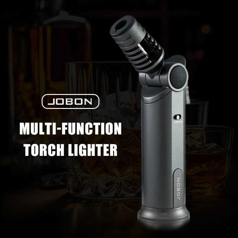 JOBON Strong Blue Flame Lighter 360 Inverted Ignition Rotatable Nozzle Safety Lock Design Inflatable LightersT250516