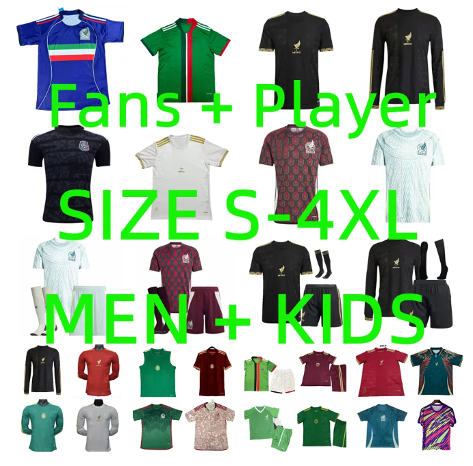 Mexico Jersey 2025 Goalkeeper RAUL LOZANO GIMENEZ long sleeve player version Mexiko kids kit football shirt chicharito MEXICAN Maillot de football 19 20 21 22 23 24 25