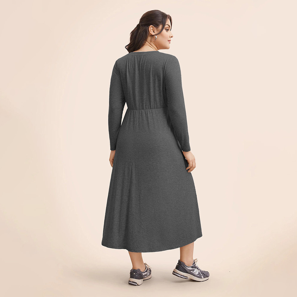Oversized Womens Simple Style Dress for Autumn and Winter Loose and Slimming Versatile for Commuting Suitable for Wearing Mid Length Skirts