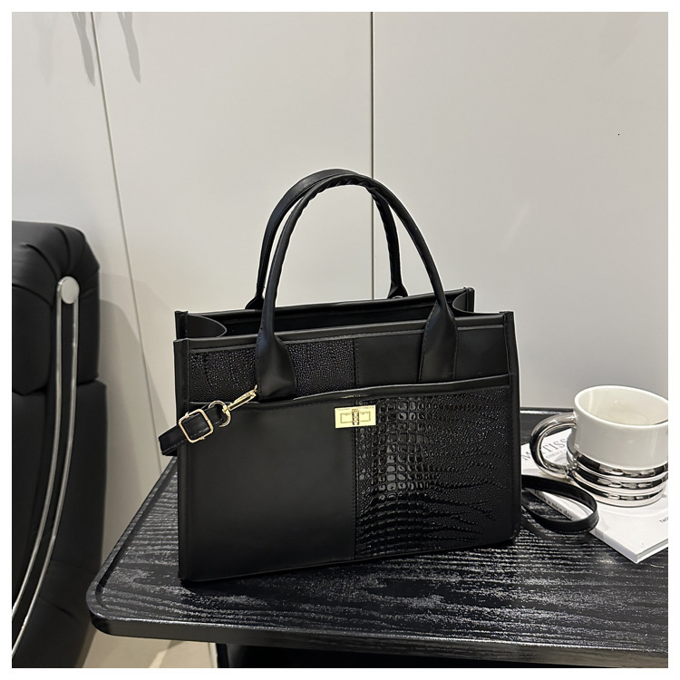 2025S Designer New Crocodile Pattern Splicing Fashion Trend Women Contrast Color Western Commuter Shoulder Crossbody Handbag Tote Bag