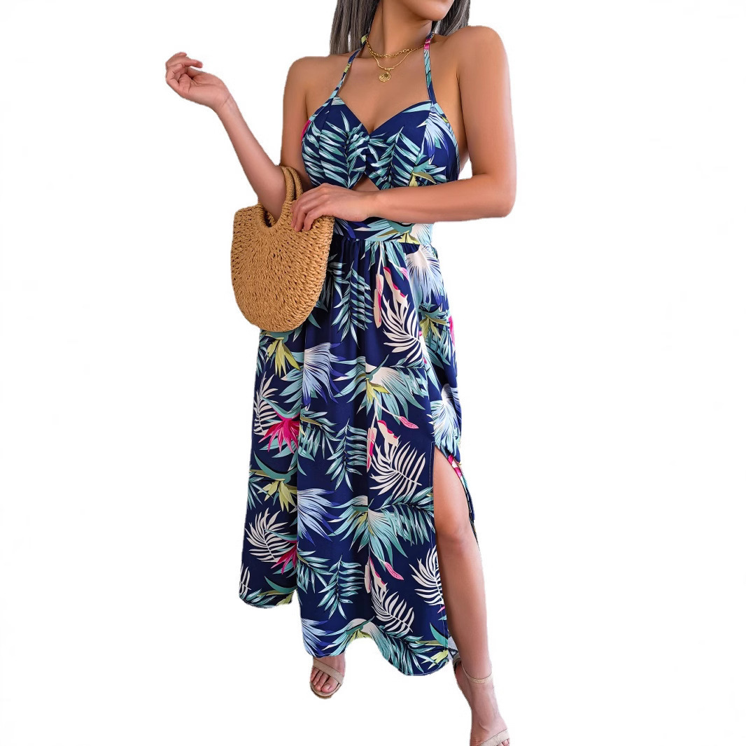 2025 Spring/Summer Flower Sleeveless Hollow Strap Skirt Resort Beach Skirt Womens Wear C19041001