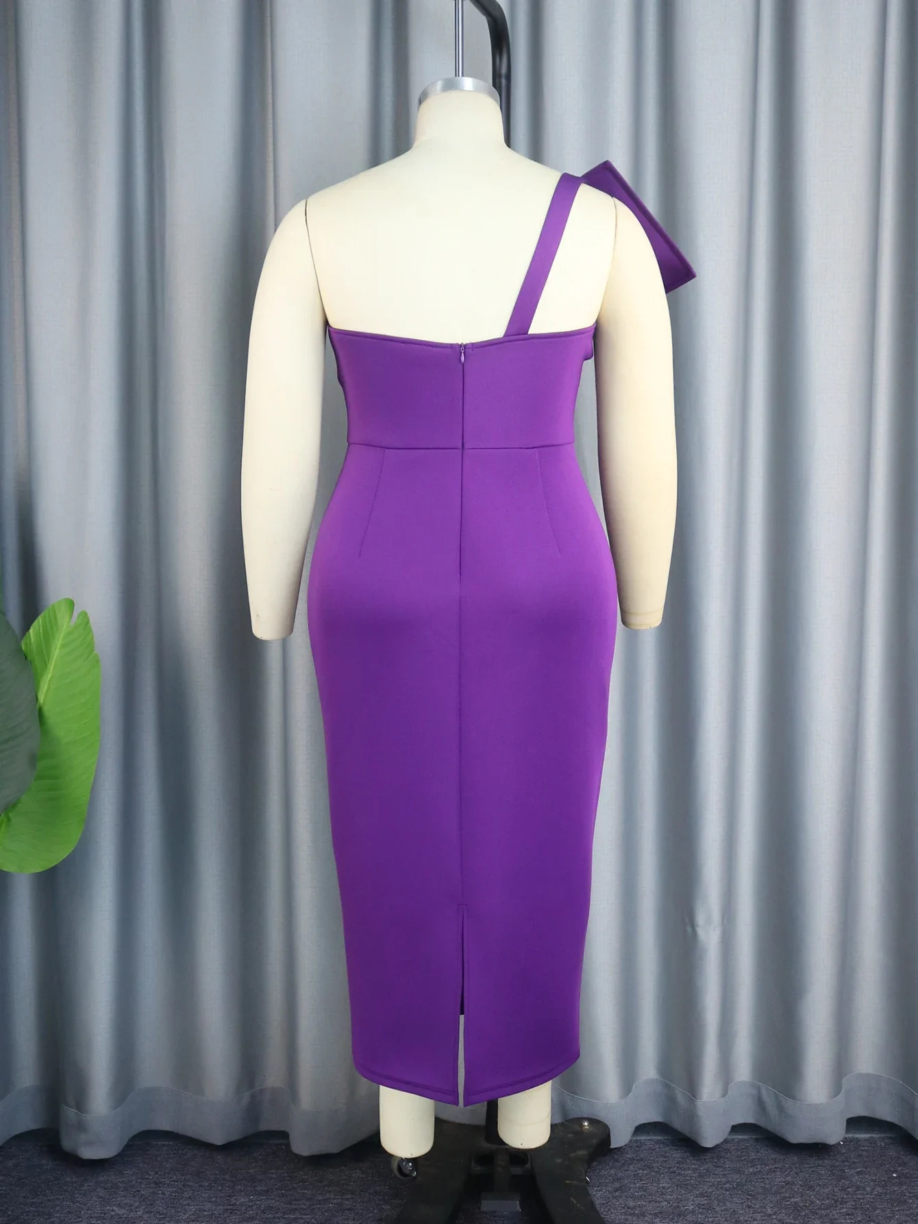 Chic Dres Elegant 2024 Summer One Shoulder Midi Purple Empire Package Hip Evening Cocktail Event Prom Party Plus Size 250506