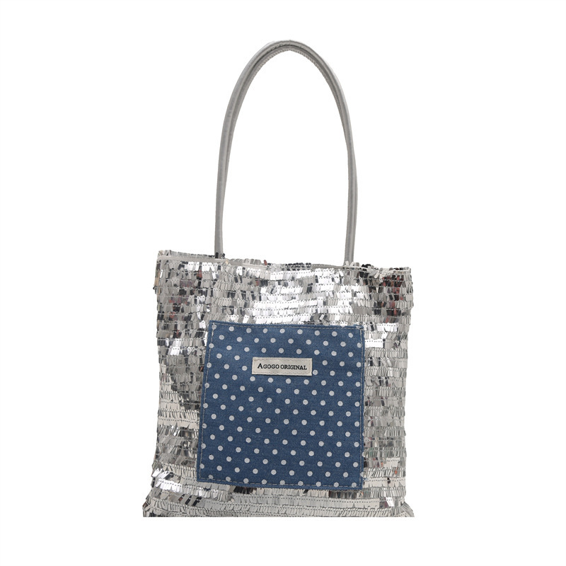 2025S designer spring new handbag temperament sequin commuting large capacity tote women versatile casual personality western-style shoulder bag