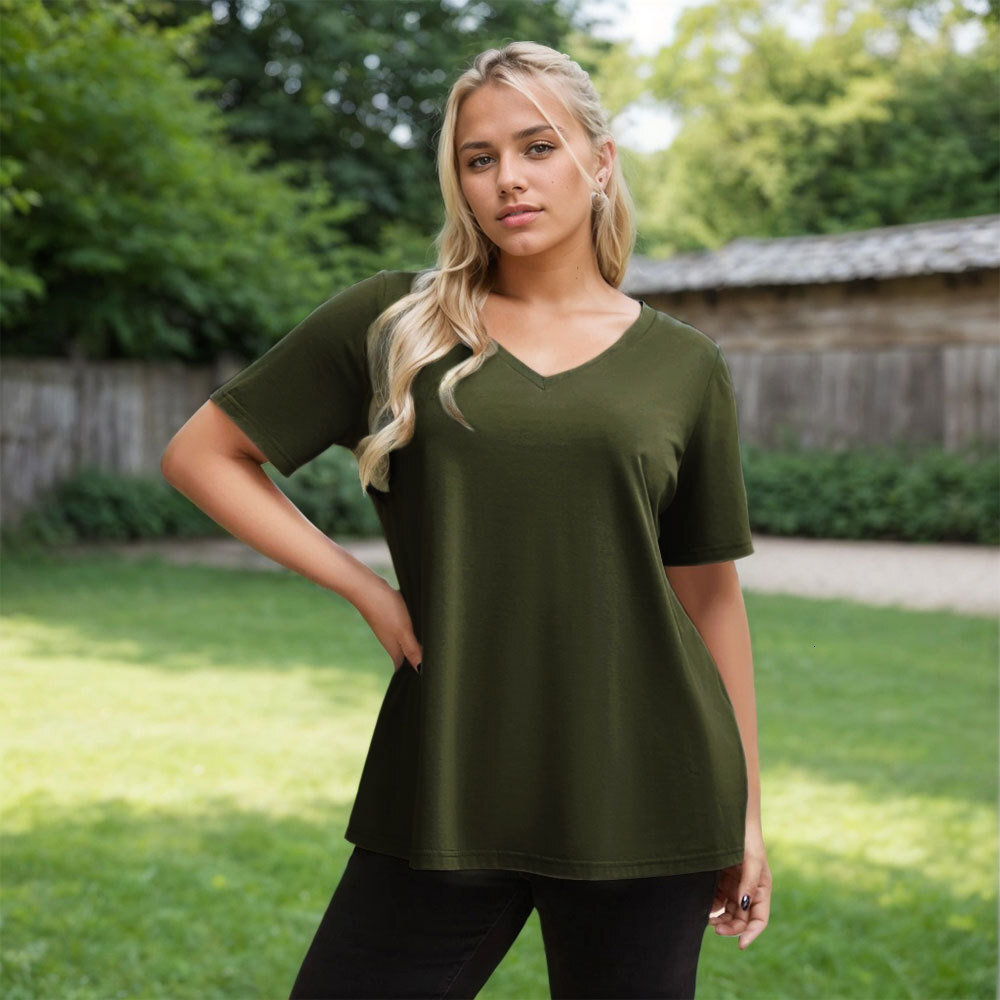2025 Plus Size Womens Simple Style T-shirt for Spring and Summer New Versatile Casual Loose and Slimming Top