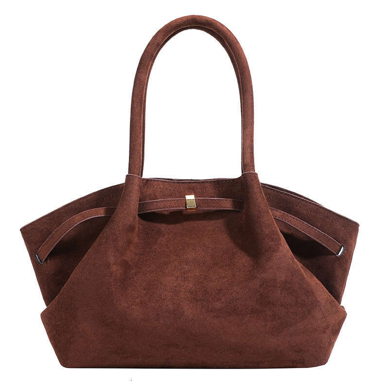 Design sense, large capacity, niche, high aesthetic handheld tote for women suede pleated underarm dumpling bag 2025 new style, unique and elegant tem
