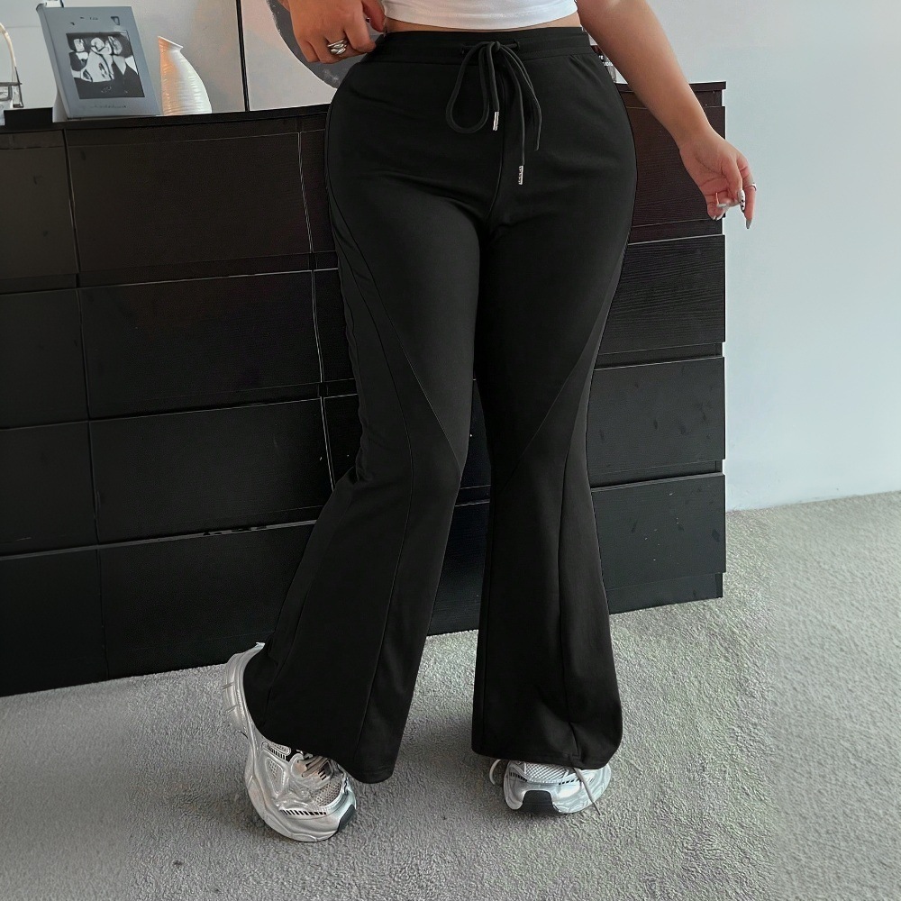 Large Size Womens Commuting Versatile Elastic Waisted Casual Pants for Spring and Summer Slim Fit and Wide Leg Pants