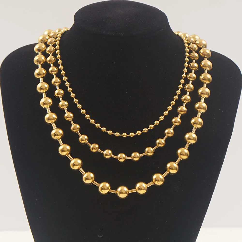 3/6/8mm Stainless Steel Ball Bead Necklaces For Wen Men Gold/Silver Color Metal Bead Chain Choker For Jewelry Making X250516