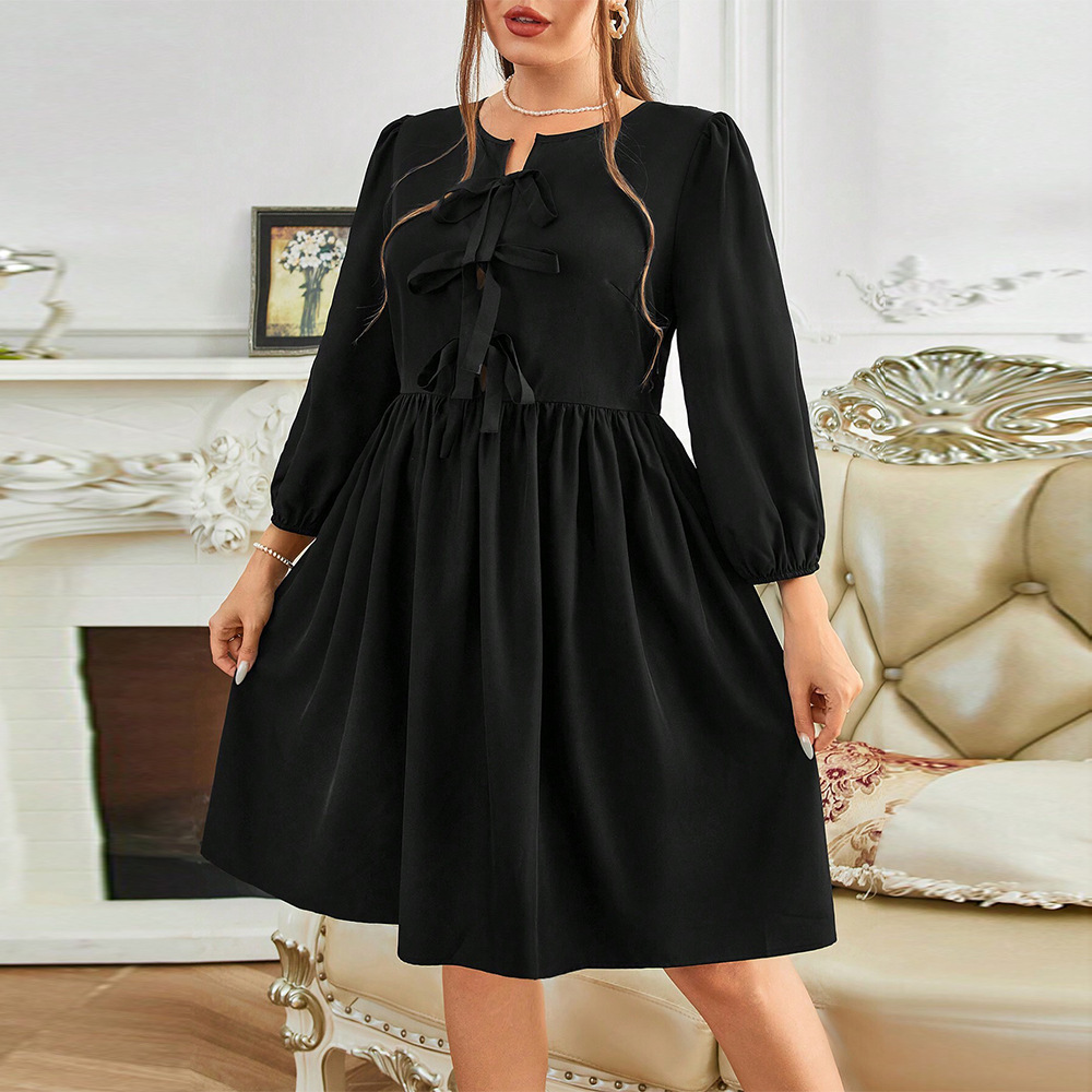 Large Size Womens Mature Dress with Intellectual Style Autumn and Winter Temperament Elegant Mid Length Skirt with Chest Straps