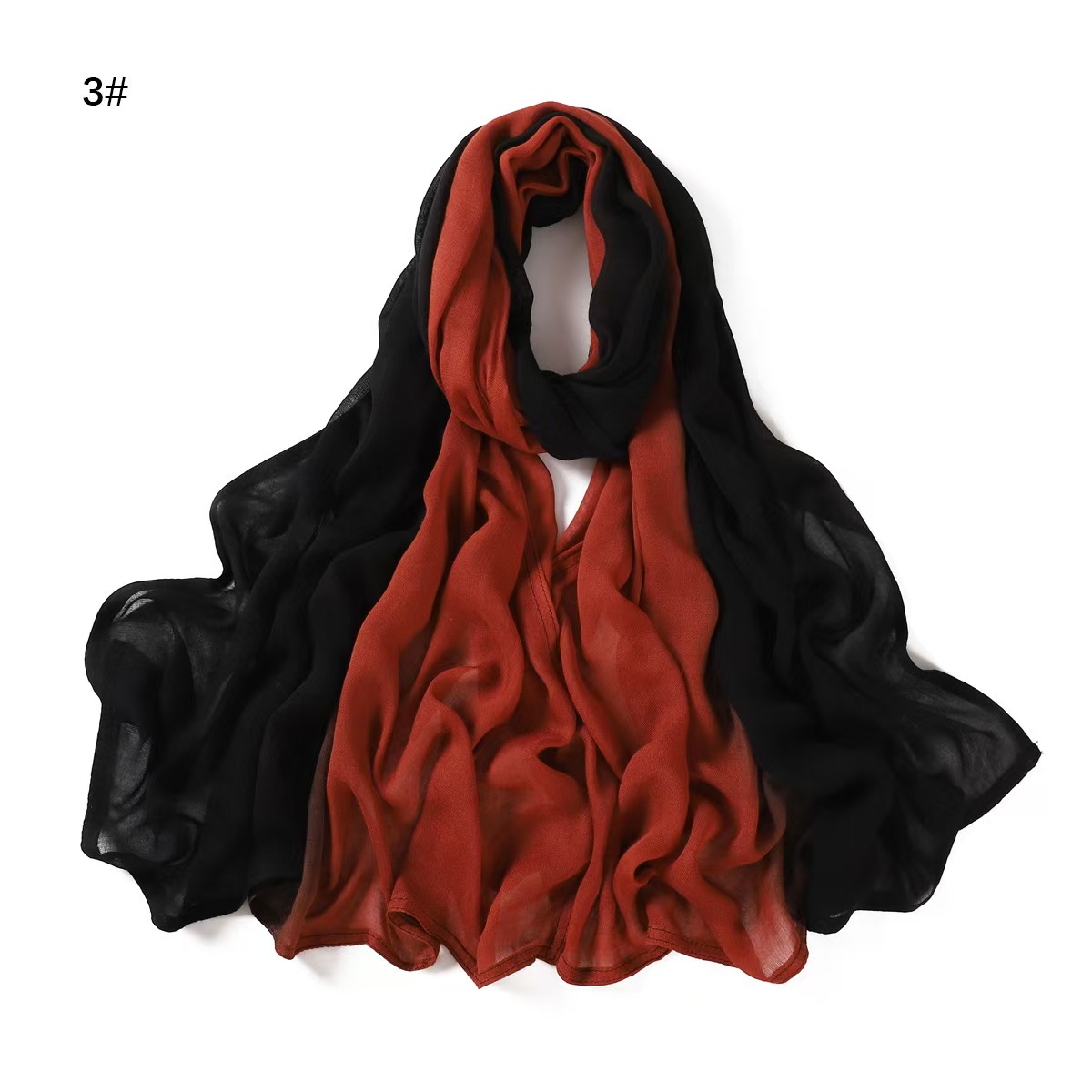 T726 Literary Retro Hand-painted Gradient Color Wide-brimmed Cotton Long Scarf Light Sunscreen Shawl Scarf Beach Towel Headband