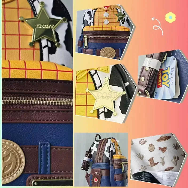 Disney Loungefly Disney Pixar Toy Story Woody Sheriff PU Leather Double Shoulders Backpack Handbag Casual Bag Kids Bags Wallet Gift W250517