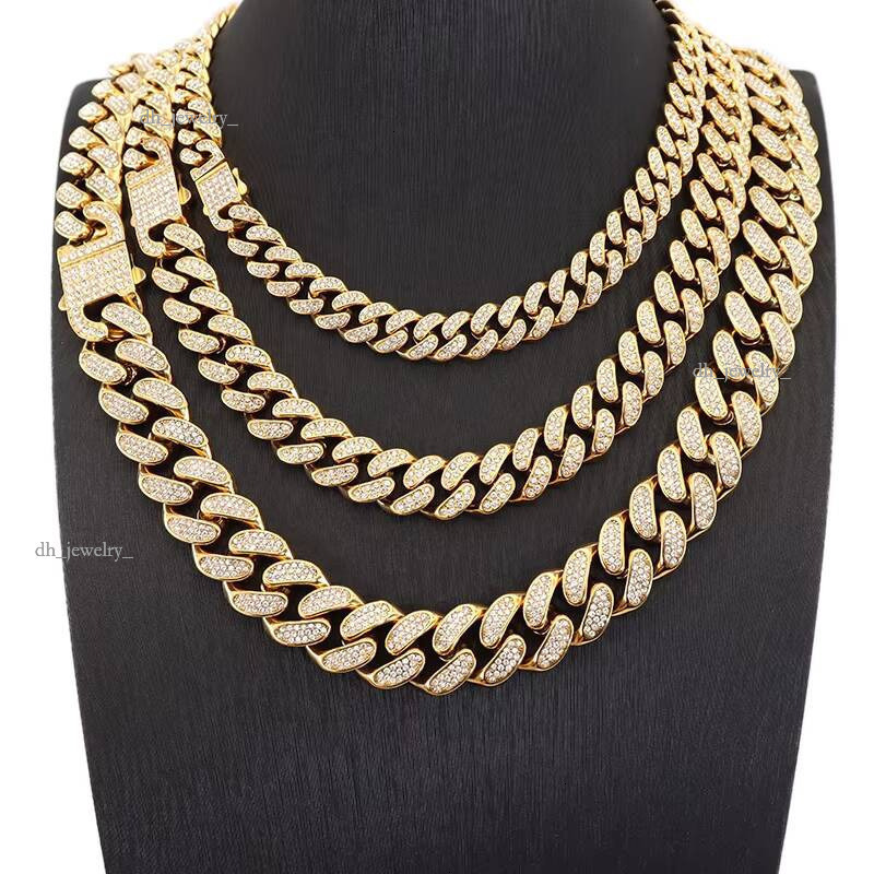 Stainless Steel Design Jewelry 14k Gold Plated Dia Iced Cuban Necklace Chain