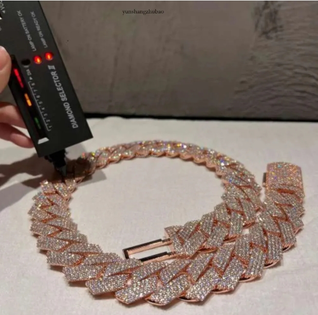 Gold Sterg Sier Hip Hop Moissanite Dia Cuban k Chain Necklace for Men