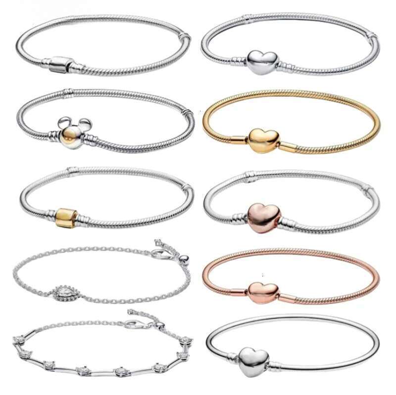 Hot Sales Designer Bracelets For Women Christmas New Year Holiday Jewelry Gift Sparkling Chain Bracelet Set With Box Wholesale Gold Pandor Bracelet 5A6