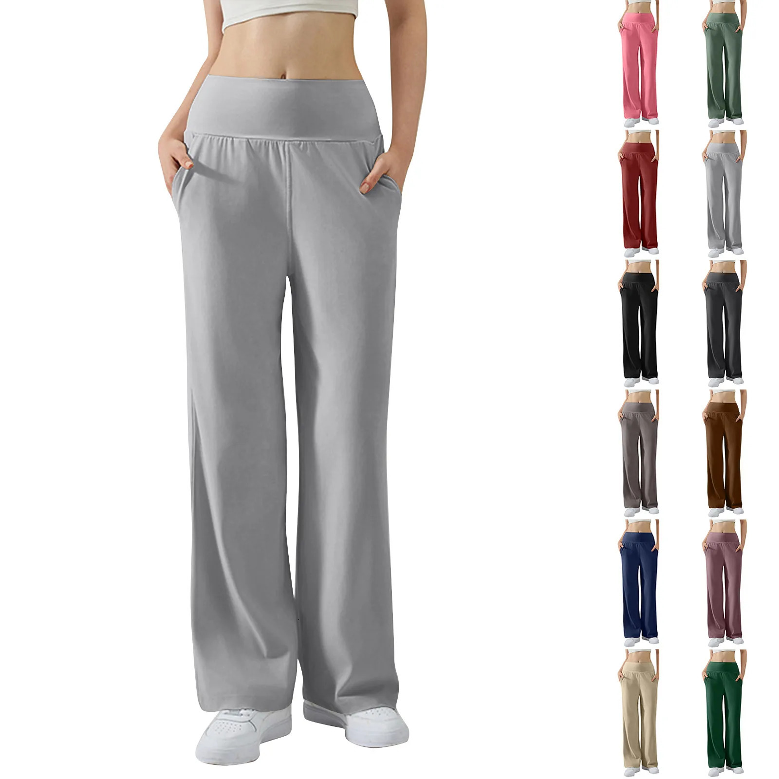 Womens Elastic Baggy High waist Yoga Pants Summer Sports Lifting Hip Micro Flared Trouser Loose Dance Leggings Solid sweatpants 250513Z