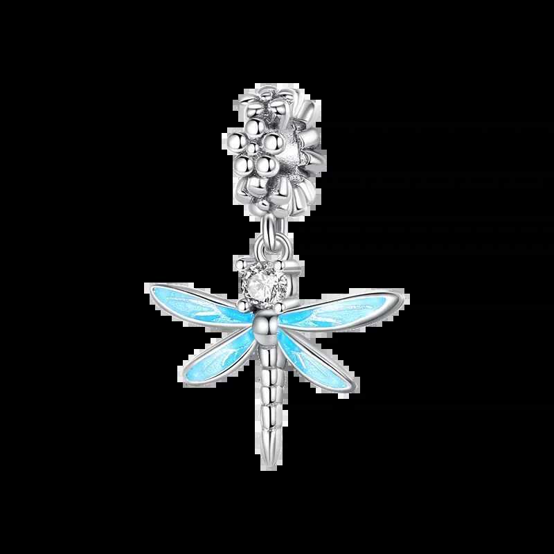 925 Sterling Silver Blue Murano Bead Pansy Flower Dangle Charm Fit Original Brand Bracelet And Necklace Jewelry GiftXJ250517