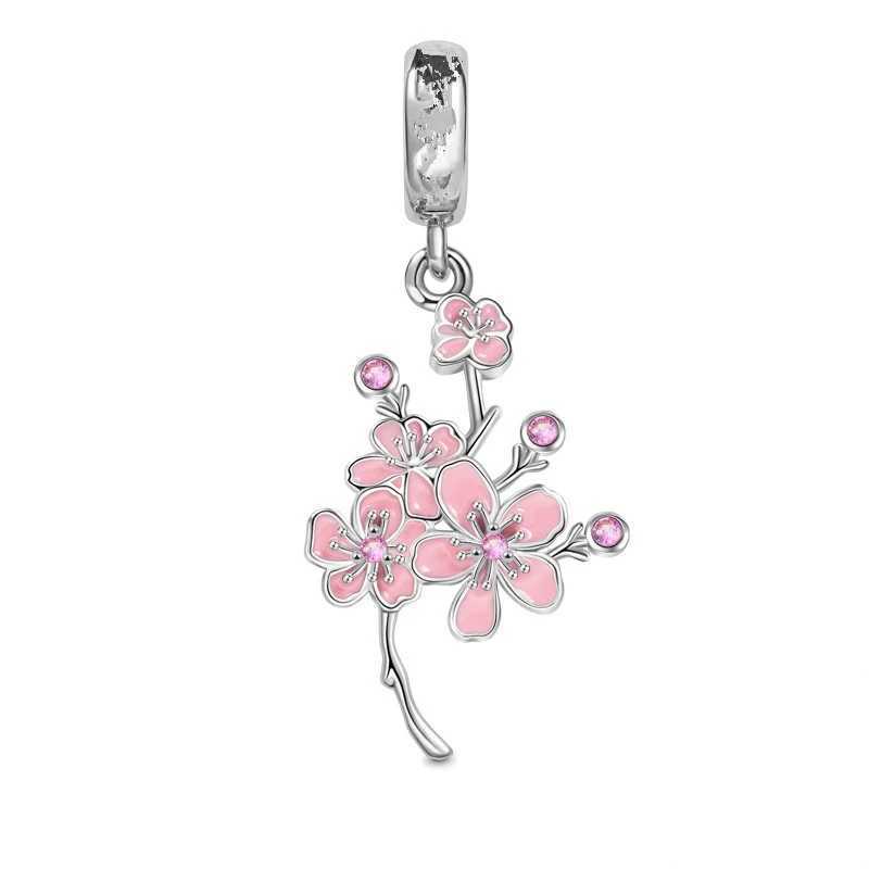 New DIY Charm Beads Jewelry Gift Black Red Roses Daisy Lily Plum blossom Tulip Fit Original 925 Sterling Silver BraceletXJ250517