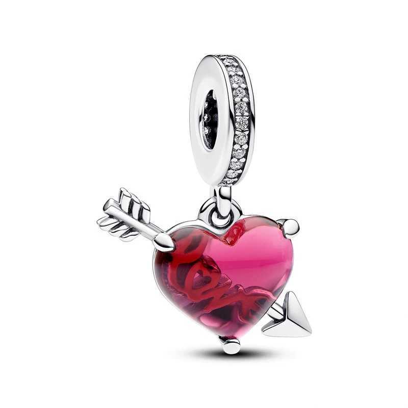 DIY Jewelry Pink Charm Potion Moon Flower Murano Glass Heart Dangle Beads Fit Original 925 Sterling Silver Pan BraceletXJ250517