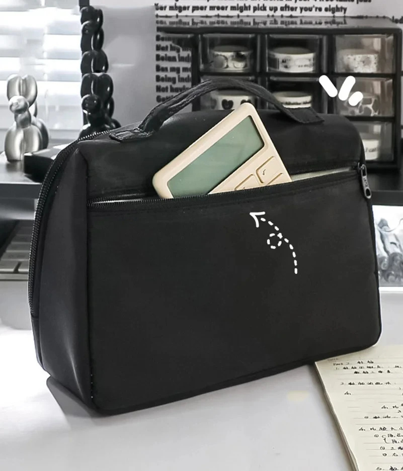 Cosmetic Cases Large Capacity Pen Bag Black Simple Japanese Pencil Case Stationery Bags For Women Storage Bags 250514