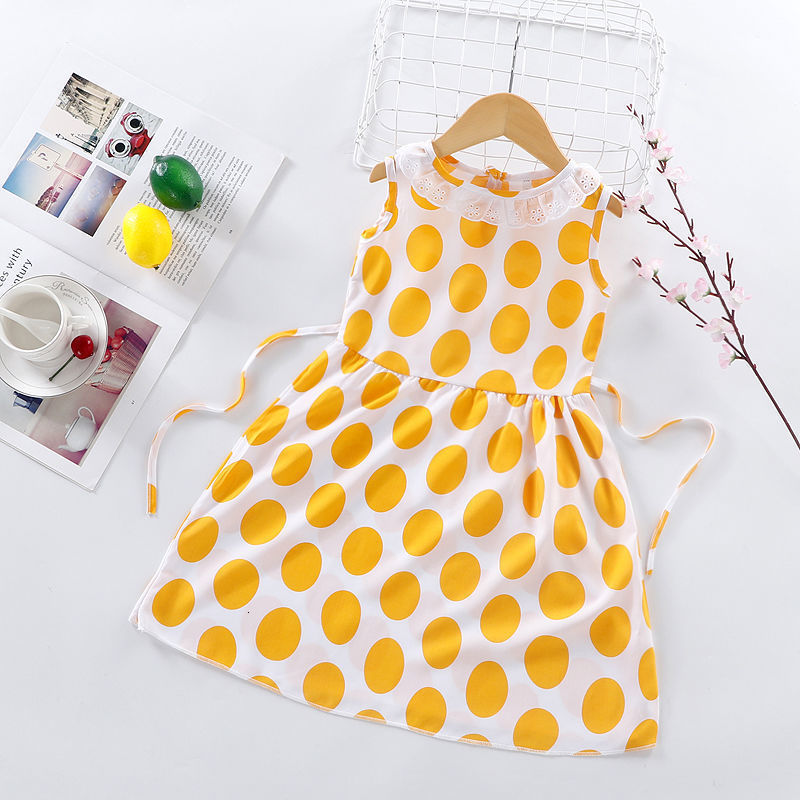 New Summer Outerwear Dress Cartoon Cotton Silk Sleeveless Girls Floral Skirt Thin Summer Loose Princess Dreamland 220422