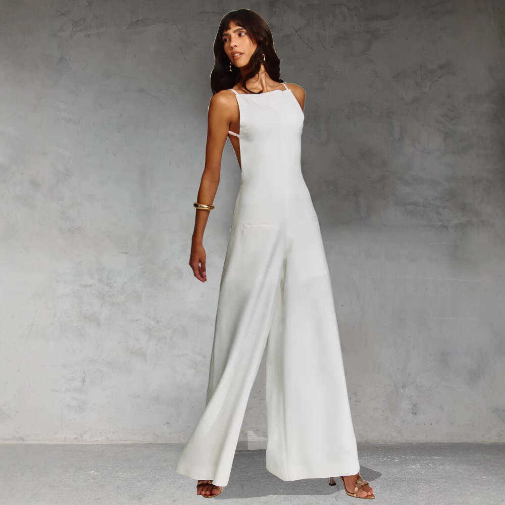 Wide Leg Jumpsuit Spring Summer New Sling Sleeveless INS Loose Vacation Jumpsuit Wide Leg Pants For Women