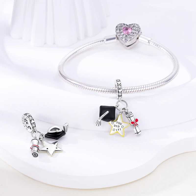 925 Sterling Silver Shining Sunflowers Pen Book Dangle Charm Fit DIY Bracelet Necklaces Teachers Day Gift Heartfelt JewelXJ250517